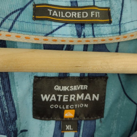 Quiksilver Waterman Collection Tailored Fit Floral Hawaiian Button Up Shirt - Picture 3 of 6